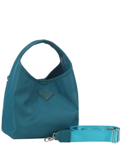 Nylon Triangle Plaque Shoulder Bag MEV-0015 TURQUOISE